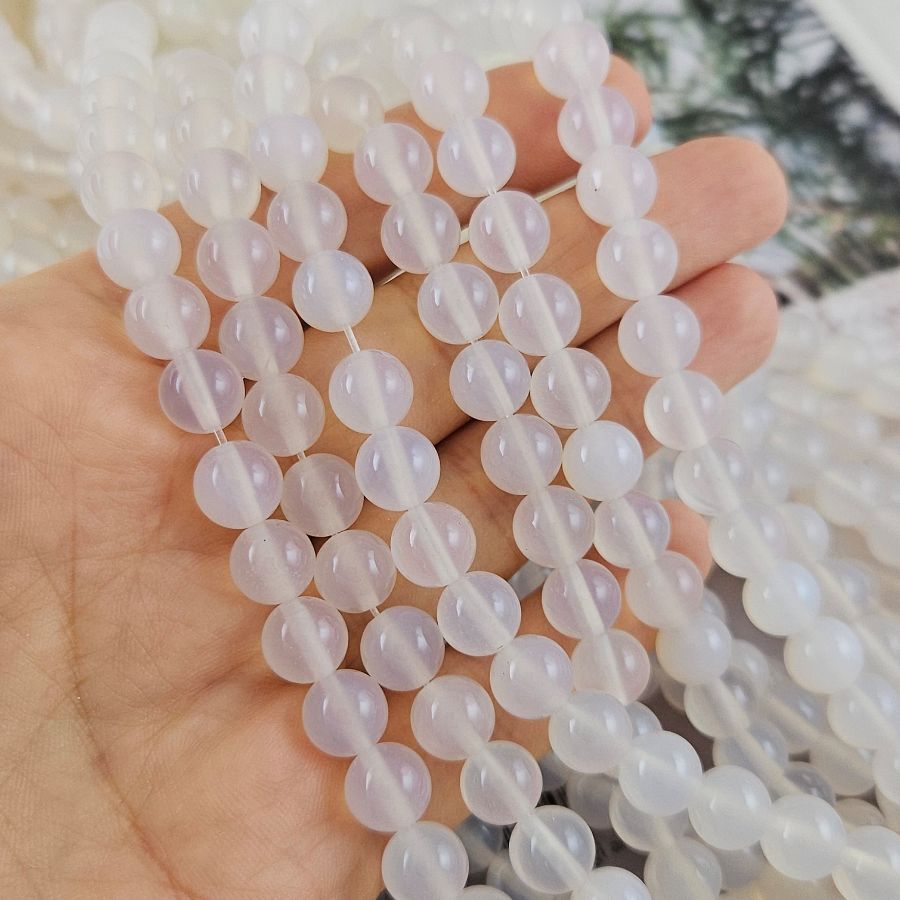 Нить 38 см Агат белый ок. 8 мм бусины гладкий шар (7255-8) для бижутерии купить с доставкой по России | Интернет‑магазин Viva Beads

