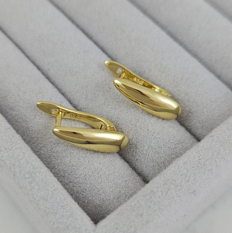 Швензы Капля с английским замком 16х5 мм позолота 14К (5380-З) швензы для серег купить с доставкой по России | Интернет-магазин Viva Beads