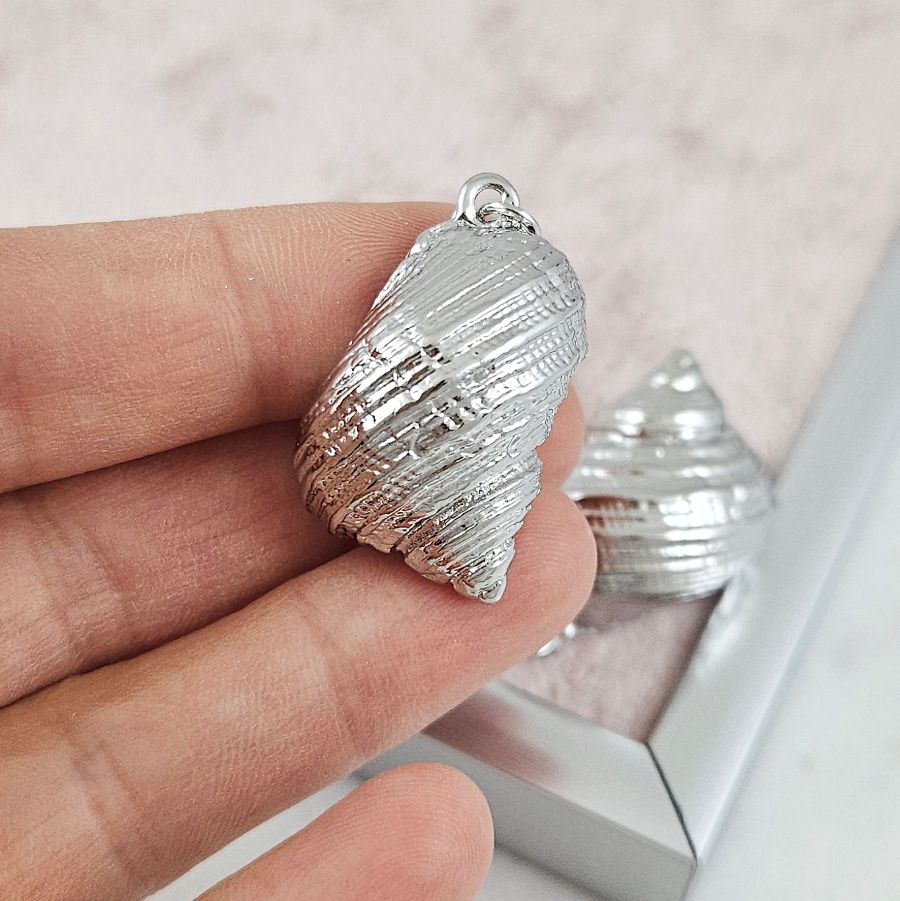 Подвеска кулон Ракушка 31x20 мм родиевое покрытие (10188-Р) купить с доставкой по России | Интернет-магазин Viva Beads