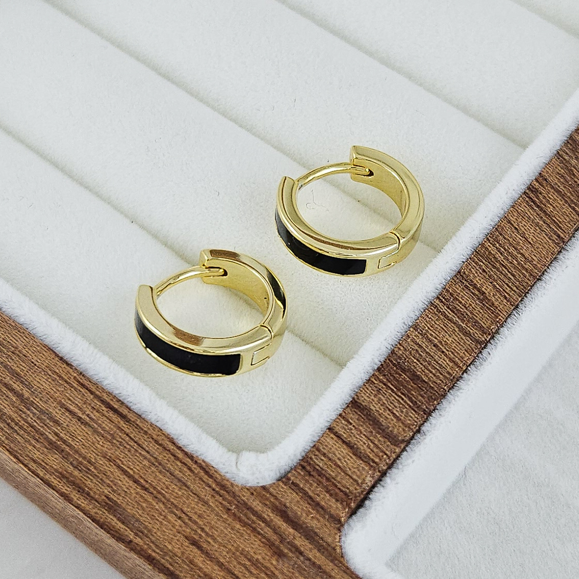 Швензы кольца, бублики, конго 13.5х3.5 мм с черной эмалью, позолота 14К (10241-З) купить с доставкой по России | Интернет-магазин Viva Beads