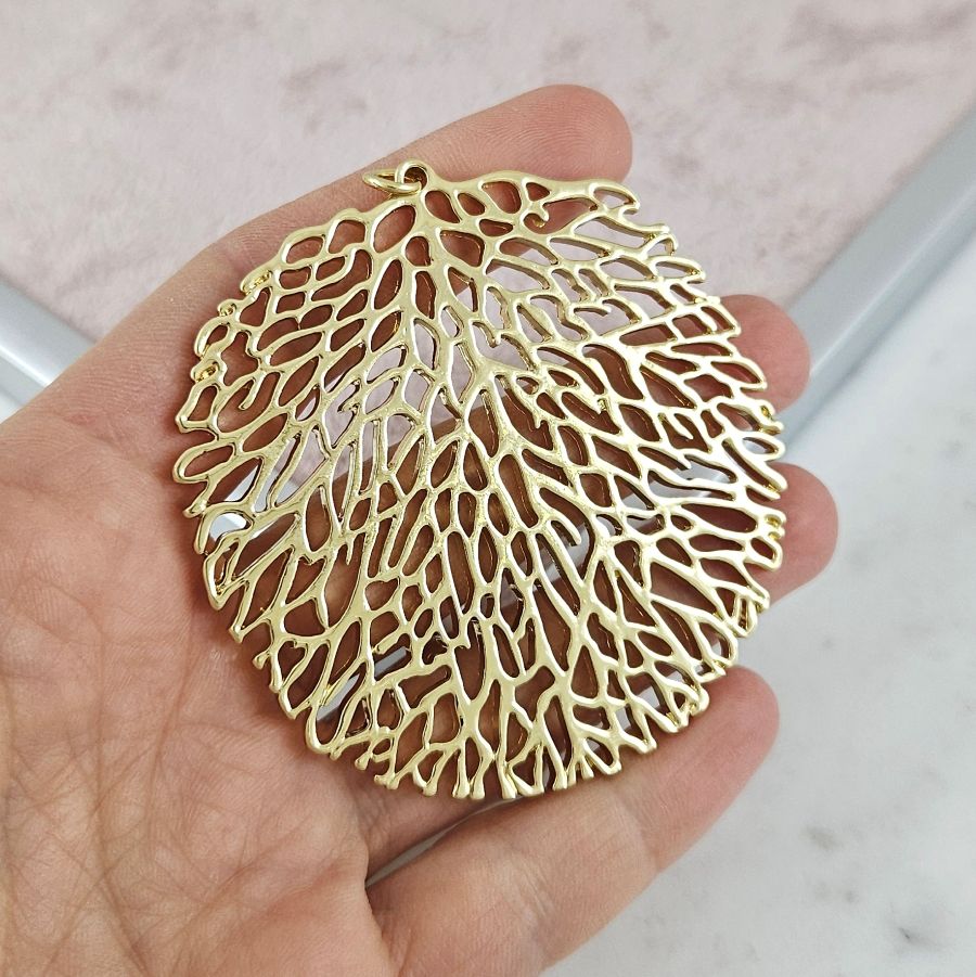 Подвеска кулон крупный Лист 65x62 мм позолота 14К (10184-З) купить с доставкой по России | Интернет-магазин Viva Beads