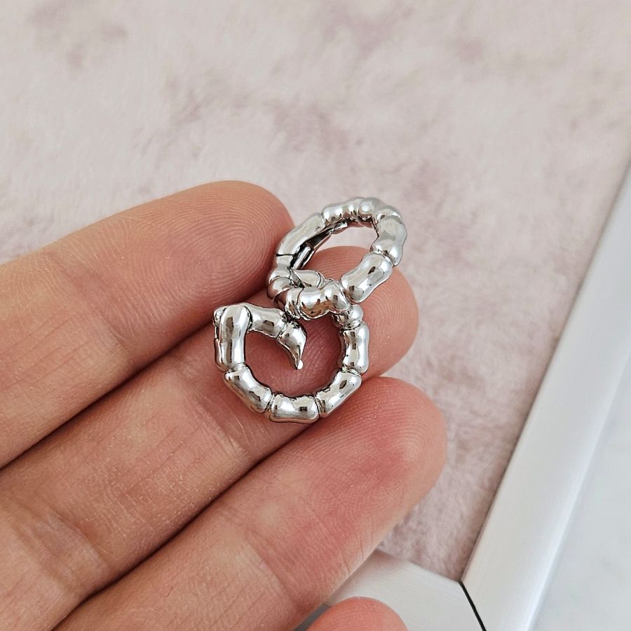 Замок круглый карабин 15x3 мм Бамбук, родиевое покрытие (10181-15-Р) замок для украшений купить с доставкой по России | Интернет-магазин Viva Beads