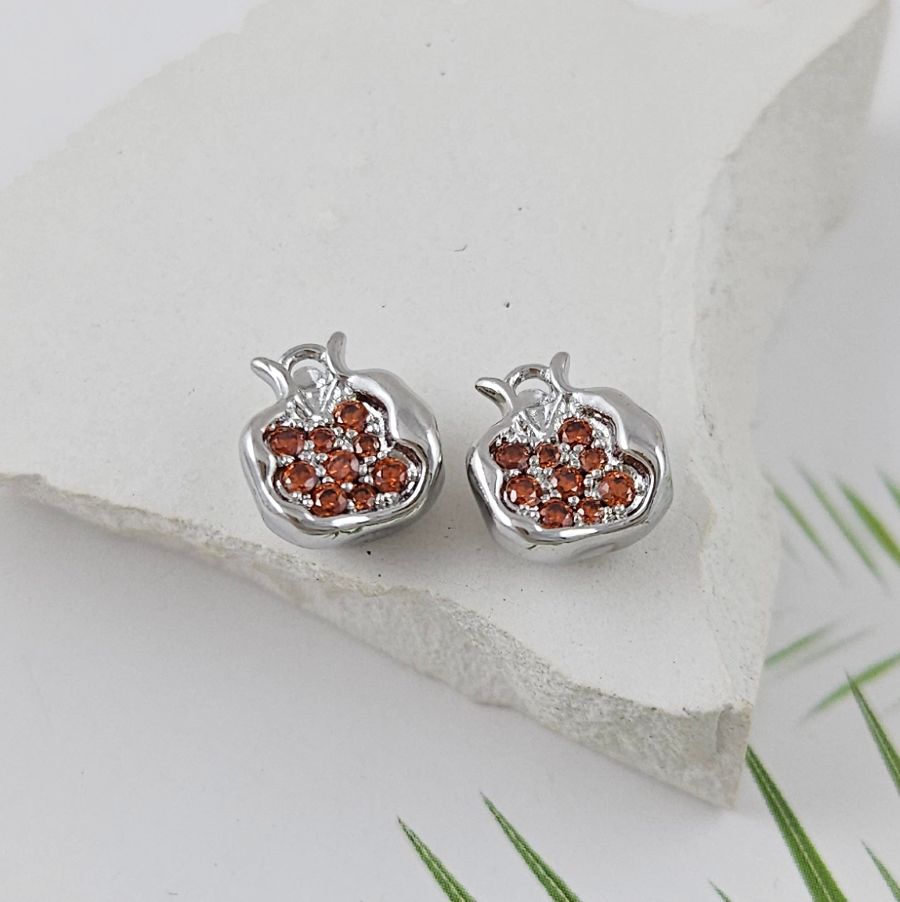 Подвеска Гранат 10.5x9.8x6.5 мм с фианитами, родиевое покрытие (5614-Р)