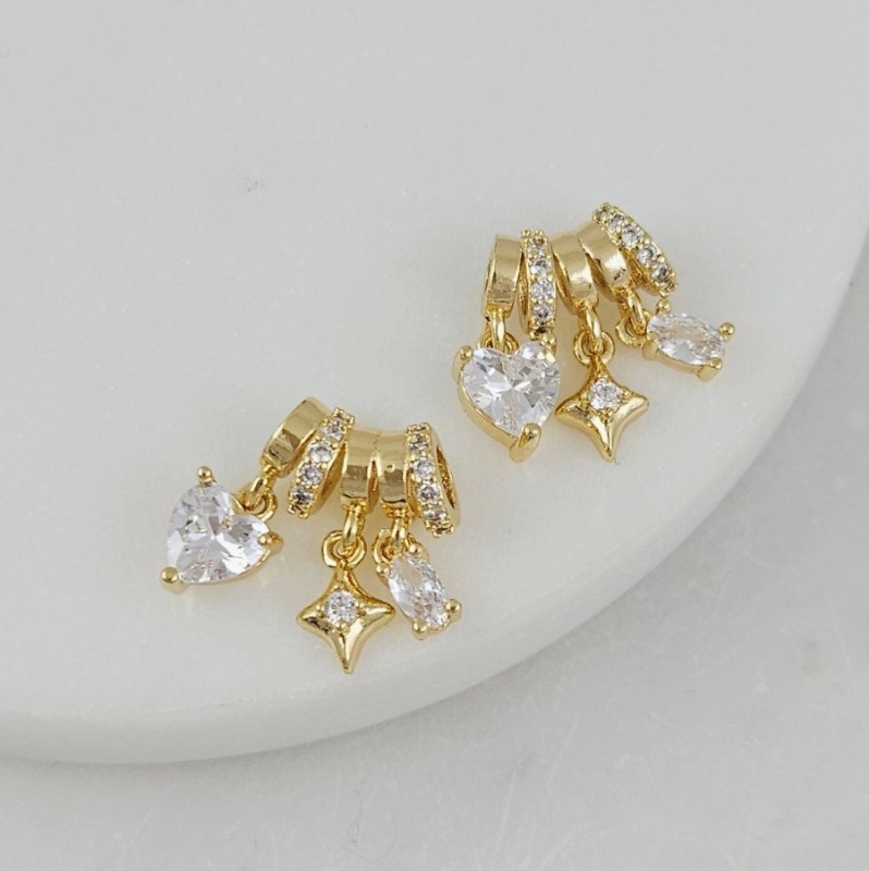 Сет подвесок на бейле 15.5х12 мм с фианитами, позолота 14К (10191-З) купить с доставкой по России | Интернет-магазин Viva Beads