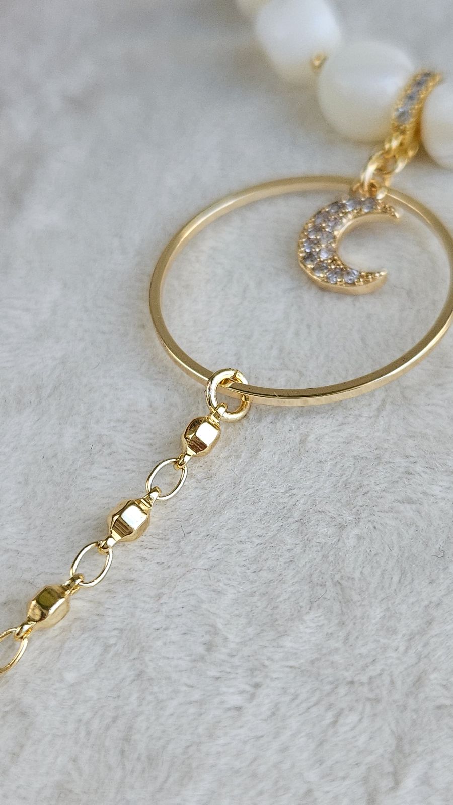 Колье-галстук из яшмы и перламутра с подвеской Месяц (НАБОР-83)