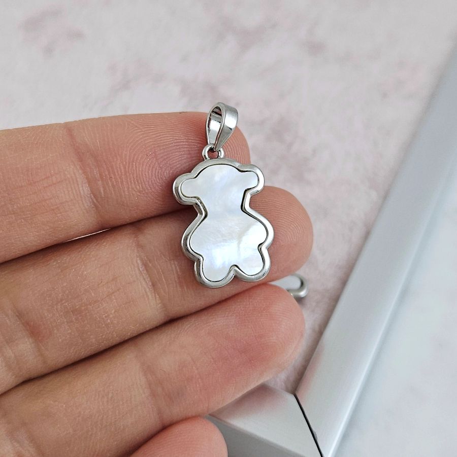 Подвеска Мишка с перламутром 19х12.6 мм родиевое покрытие (10182-Р) купить с доставкой по России | Интернет-магазин Viva Beads