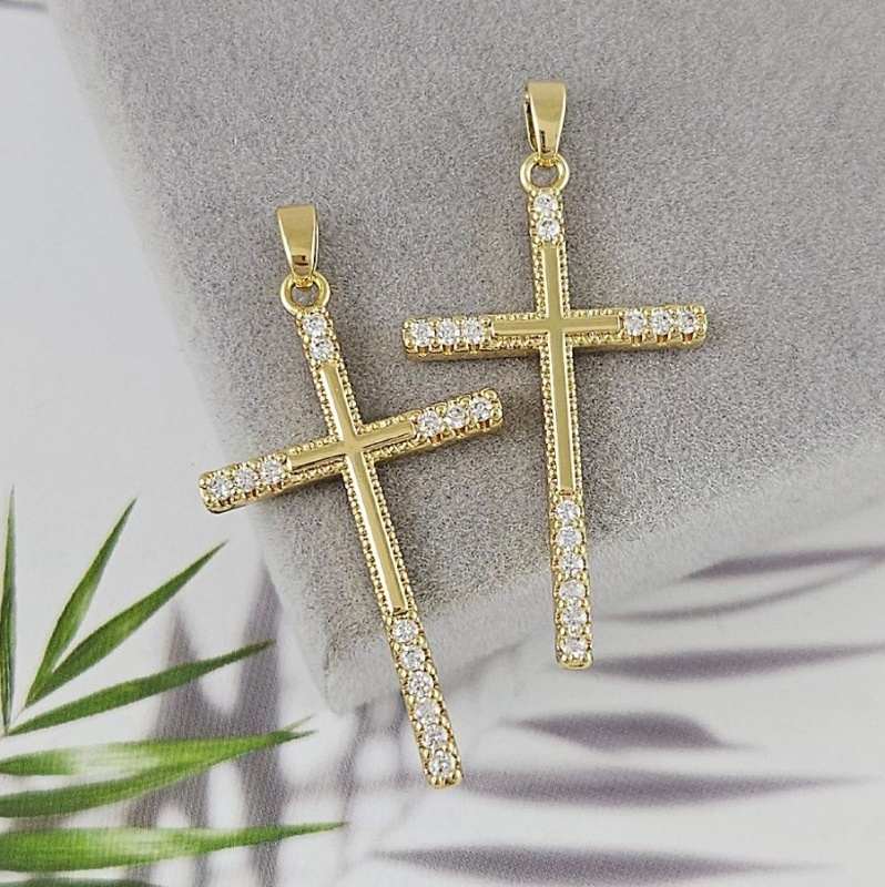 УЦЕНКА Подвеска Крест 35.2x20.1 мм позолота 14К (9970-З-УЦ)