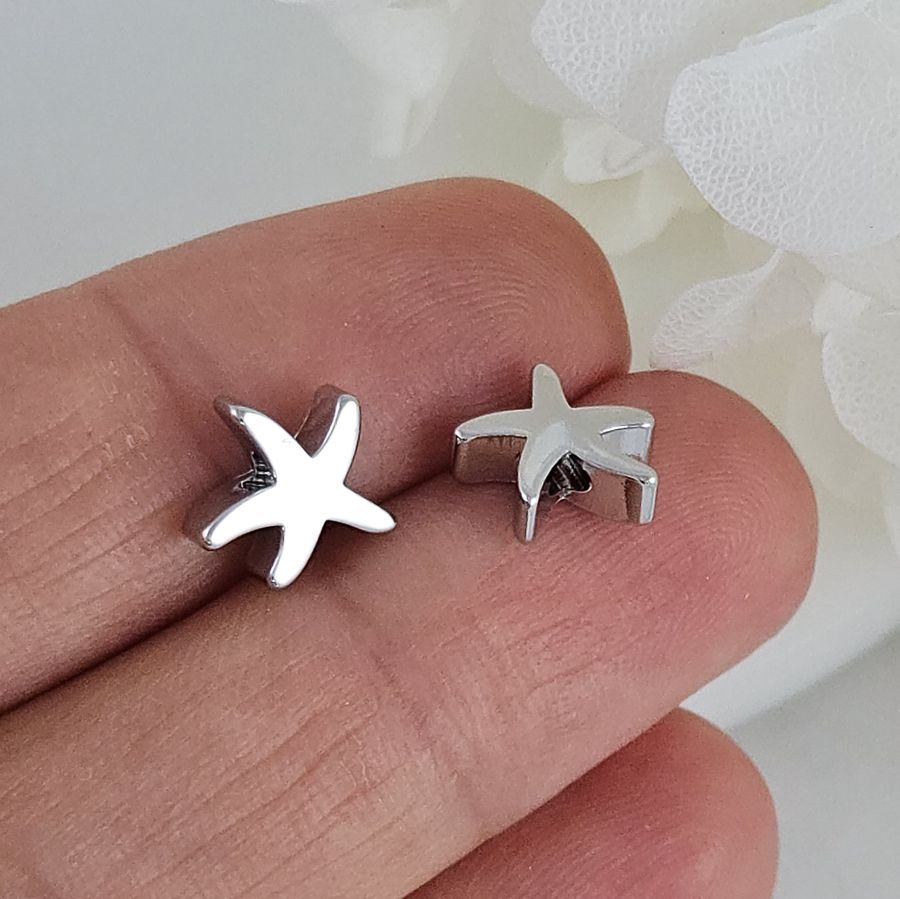 1 шт. Бусина разделитель Морская звезда 8.8х9 мм родиевое покрытие (10219-Р) купить с доставкой по России | Интернет-магазин Viva Beads