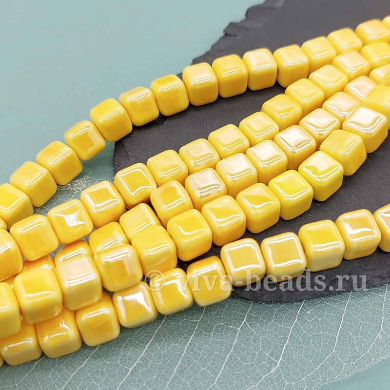 УЦЕНКА 1 шт. Бусина куб 8.5 мм желтый, керамика (6476-Ж-УЦ) купить с доставкой по России | Интернет-магазин Viva Beads