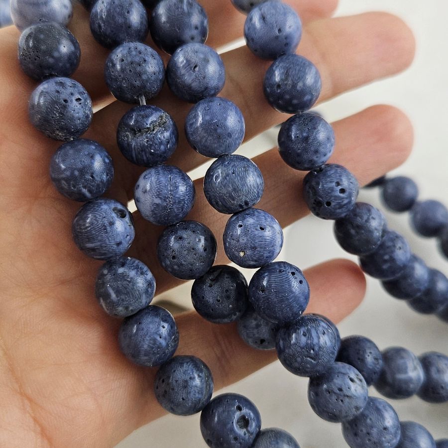 Нить 18 см Коралл натуральный синий ок. 10 мм, бусины гладкий шар (10125-10) для бижутерии купить с доставкой по России | Интернет‑магазин Viva Beads
