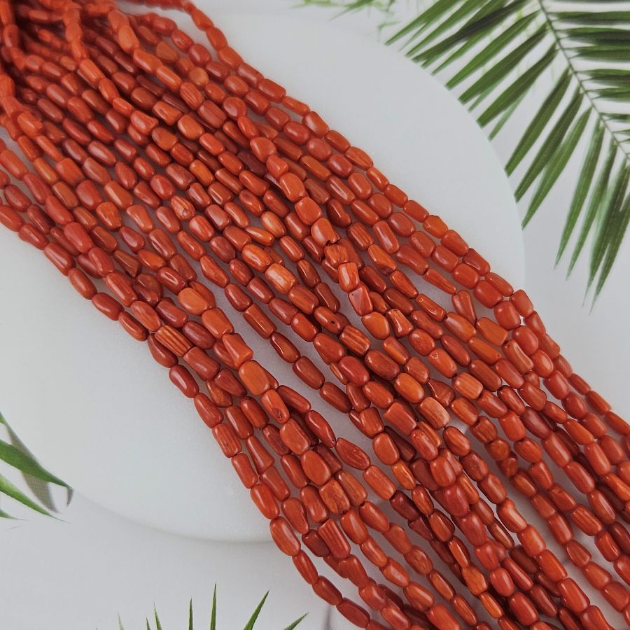 Нить 22 см Коралл бамбуковый тонированный ок. 2.6-3.5х4.4-5.7 мм, палочки мини, коралловый (9930) купить в Воронеже | Заказать в интернет-магазине Viva Beads
