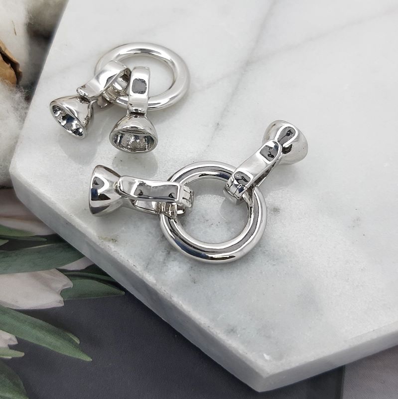 УЦЕНКА Замок круглый 16 мм / кольцо /  с карабинами родиевое покр. (4897-Р-УЦ)