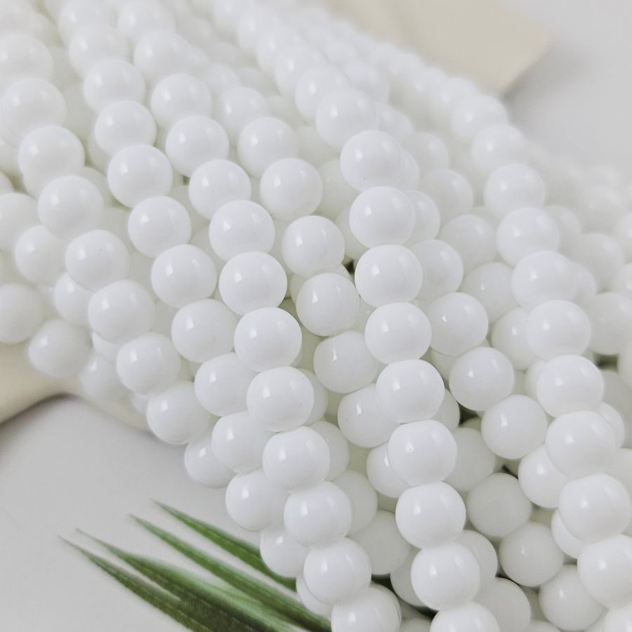 Нить 37 см Агат белый, имитация 10 мм бусина гладкий шар (6864-10) для бижутерии купить с доставкой по России | Интернет‑магазин Viva Beads
