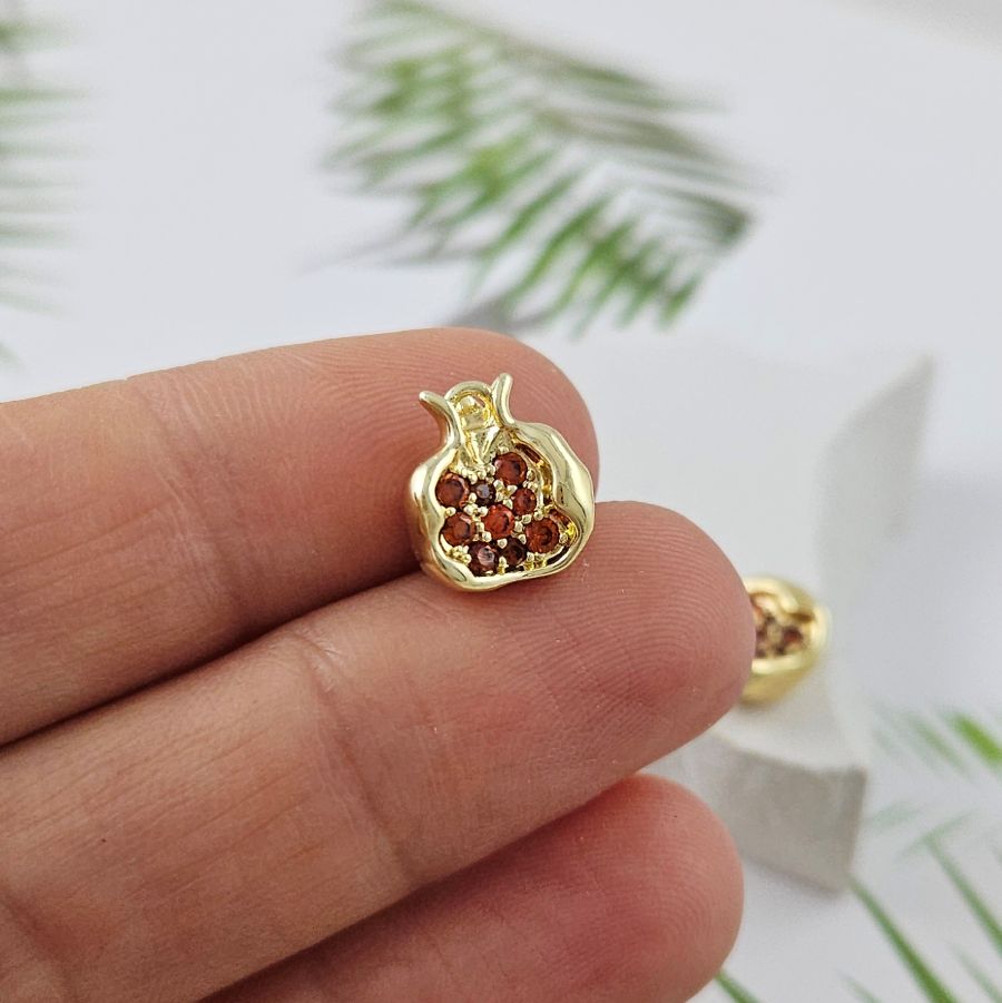 Подвеска Гранат 10.5x9.8x6.5 мм с фианитами, позолота 14К (5614-З) купить с доставкой по России | Интернет-магазин Viva Beads