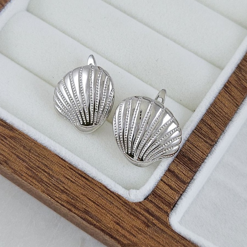 Швензы Ракушка 16.3х16.8 мм с английским замком, родиевое покрытие (10291-Р) швензы для серег купить с доставкой по России | Интернет-магазин Viva Beads