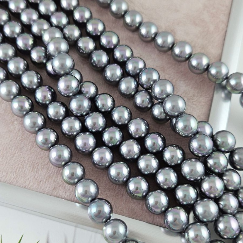 Нить 19 см Жемчуг Майорка 10 мм круглые бусины, серый (6330-10) купить с доставкой по России | Интернет-магазин Viva Beads