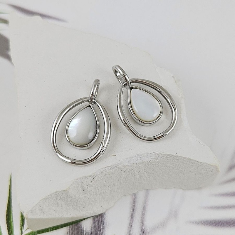 УЦЕНКА Подвеска Капля с перламутром 21x13.5 мм, родиевое покрытие (9980-Р-УЦ) купить с доставкой по России | Интернет-магазин Viva Beads