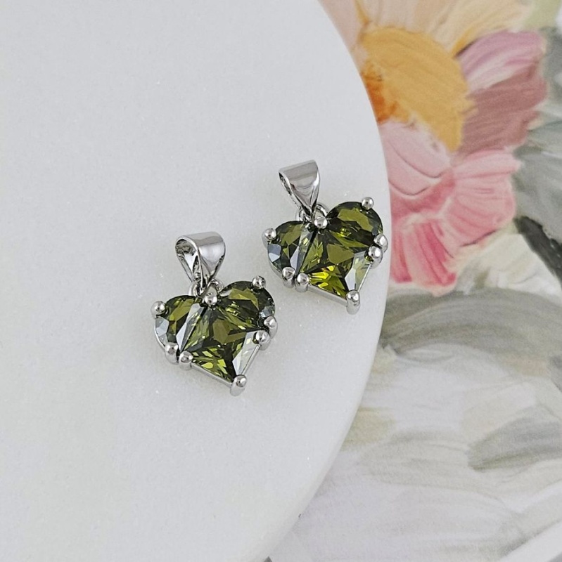 Подвеска Сердце 12 мм с фианитами, родиевое покрытие (8338-ЗР) купить с доставкой по России | Интернет-магазин Viva Beads