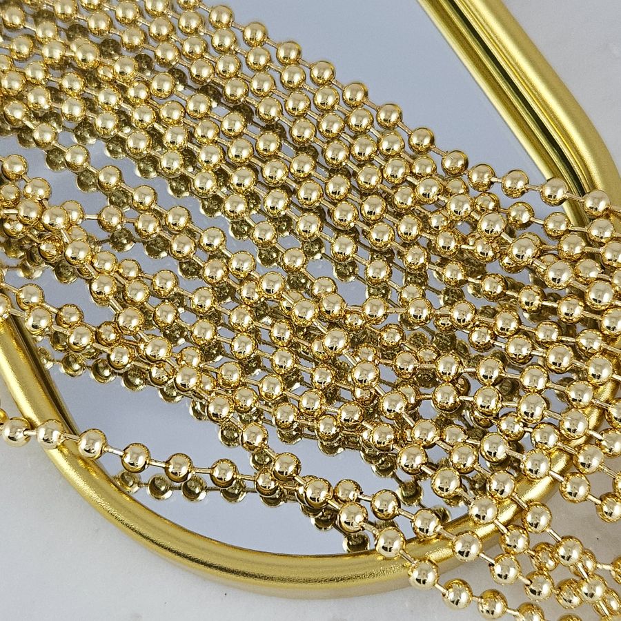 10 см Цепь шариковая 4 мм, позолота 14К (10220-З) купить с доставкой по России | Интернет-магазин Viva Beads