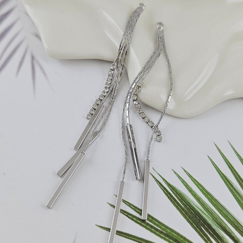 Подвеска Кисточка 80х2.8 мм с подвесками, родиевое покрытие (10010-Р)