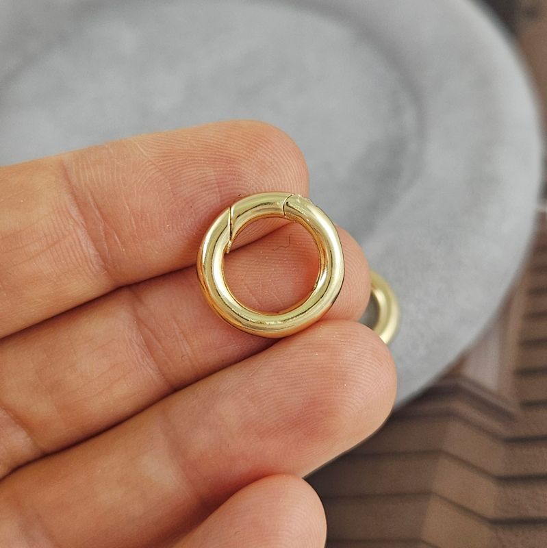 Замок круглый карабин 15х2.7 мм позолота 14К (7870-З) замок для украшений купить с доставкой по России | Интернет-магазин Viva Beads