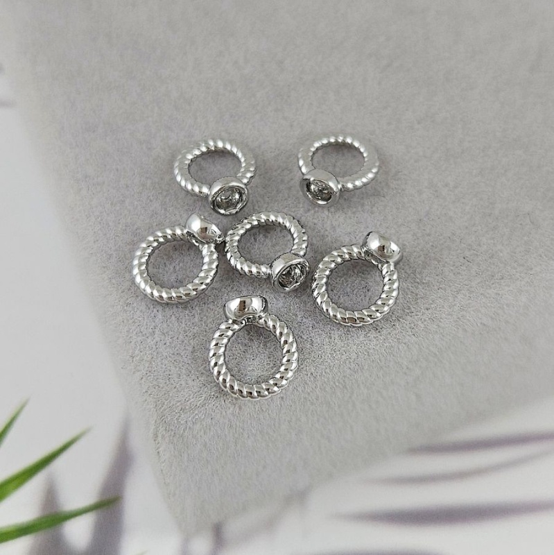 1 шт. Концевик шапочка с кольцом 8.2х7.3 мм родиевое покрытие (9973-Р) купить в Воронеже | Заказать в интернет-магазине Viva Beads
