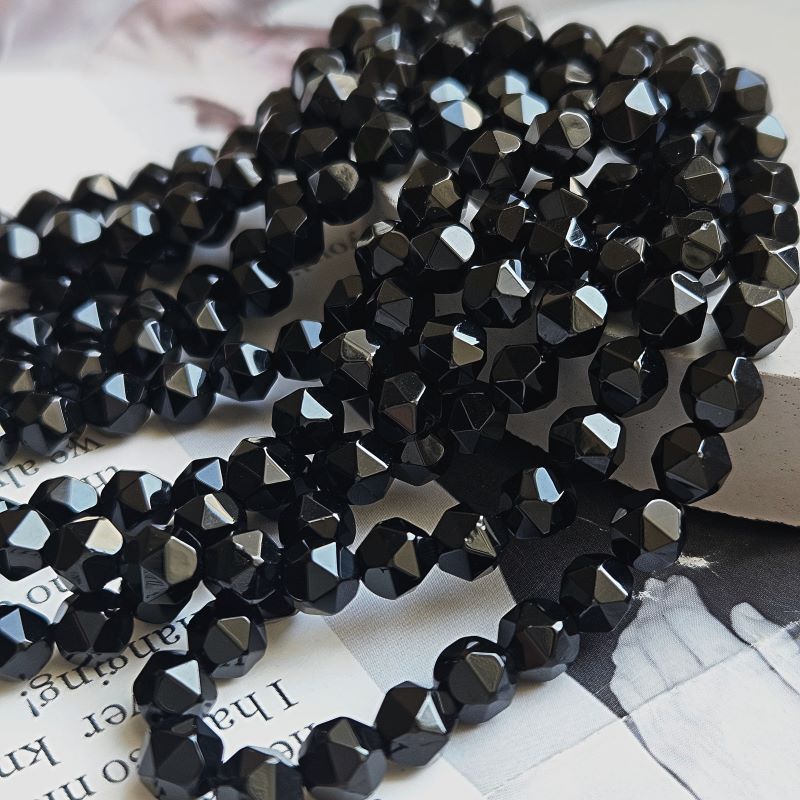 10 шт. Черный оникс  крупные грани бусина 6 мм (8482-6) купить в Воронеже | Заказать в интернет-магазине Viva Beads
