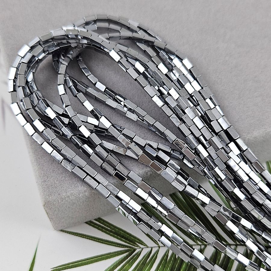 Нить 39 см Гематит /гематин / 2х4 мм прямоугольная бусина цвет платина (6996/4х2-П) купить в Воронеже | Заказать в интернет-магазине Viva Beads
