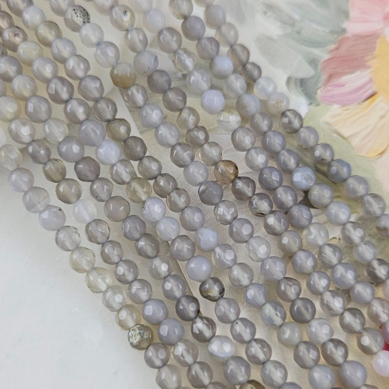 Нить 36 см Агат серый натуральный 4 мм бусины граненый шар (3189-4) для бижутерии купить с доставкой по России | Интернет‑магазин Viva Beads

