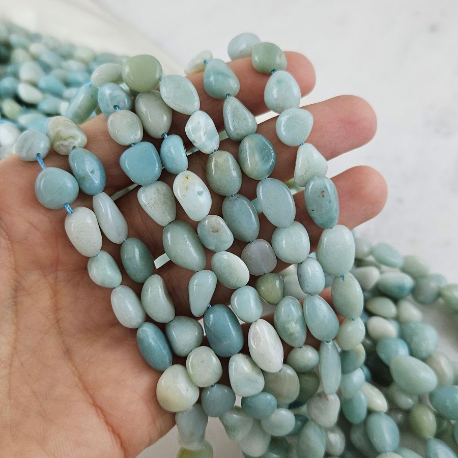 Нить 19 см Амазонит натуральный ок. 8-10 мм бусины фри форм (10123) для бижутерии купить с доставкой по России | Интернет‑магазин Viva Beads
