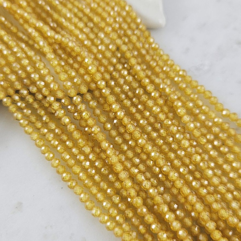 Нить 18 см Фианиты 3 мм круглые граненые бусины, желтый (5472-Ж) купить с доставкой по России | Интернет-магазин Viva Beads