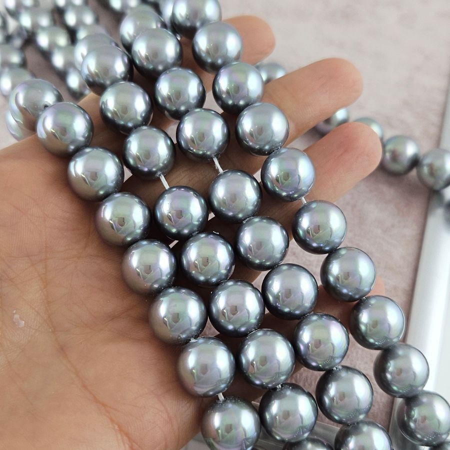 10 шт. Жемчуг Майорка ок. 12 мм круглые бусины, серый (6330-12) купить с доставкой по России | Интернет-магазин Viva Beads
