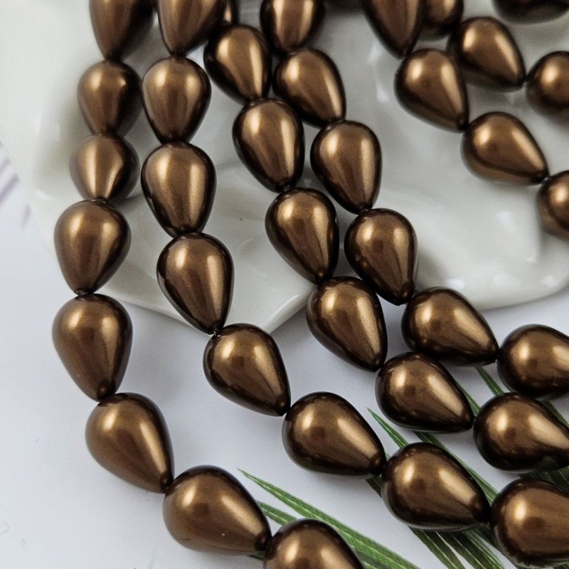 1 шт. Жемчуг майорка 10х14 мм капля, коричневый (1003) купить в Воронеже | Заказать в интернет-магазине Viva Beads
