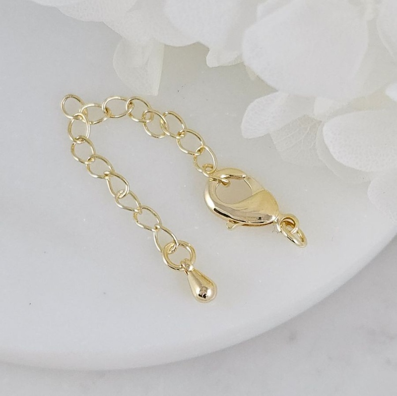 Замок лобстер 12 мм с удлинителем капелька позолота 14К (9147-12-З) замок для украшений купить с доставкой по России | Интернет-магазин Viva Beads