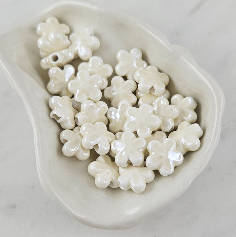 УЦЕНКА 1 шт. Бусина Цветок 11х12 мм молочный, керамика (6478-11-МОЛ-УЦ)