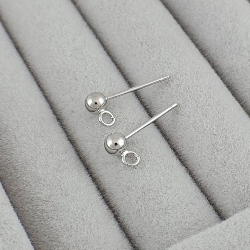 УЦЕНКА Пуссеты гвоздики Шарик 4 мм родиевое покрытие, пара (7840-Р-УЦ) - фурнитура для бижутерии