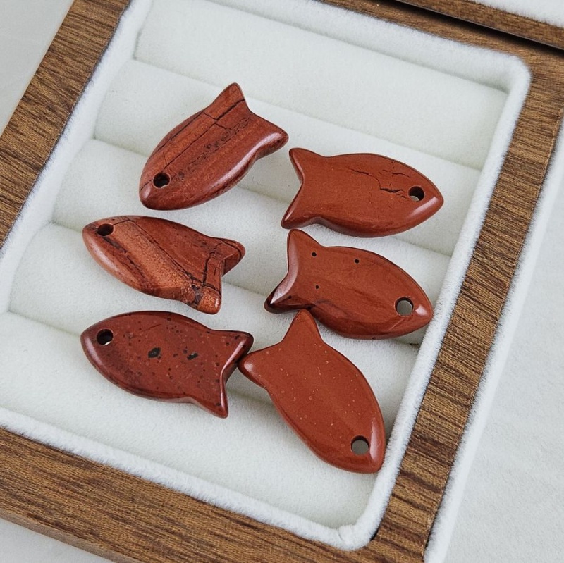 УЦЕНКА Подвеска Рыба 22х11.6х5.9 мм, красная яшма (9191-КЯ-УЦ) - фурнитура для бижутерии