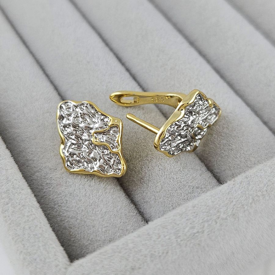 Швензы с замком 17х12.7 мм биколор, позолота 14К (9967-З) купить в Воронеже | Заказать в интернет-магазине Viva Beads
