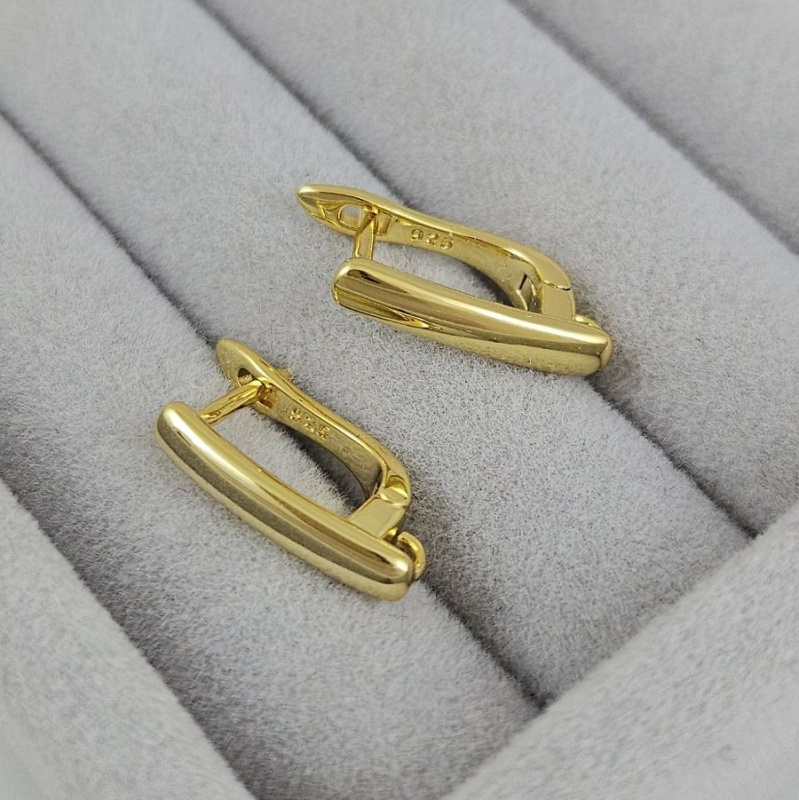 Швензы с замком базовые 16х3 мм позолота 14К (5382-З) швензы для серег купить с доставкой по России | Интернет-магазин Viva Beads