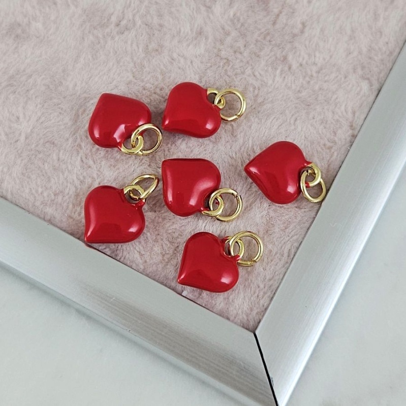 Подвеска Сердце 11x9.6х4.3 мм красная эмаль, позолота 14К (10180-З) купить с доставкой по России | Интернет-магазин Viva Beads