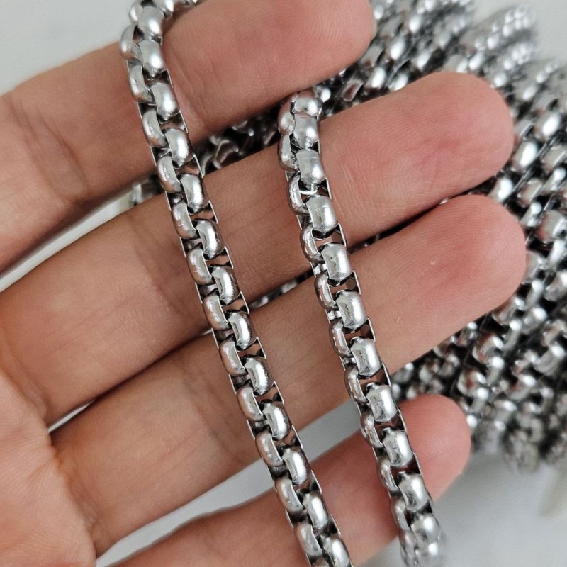 50 см Цепь венецианского плетения 5×5 мм, нержавеющая сталь 304 (5636-5)