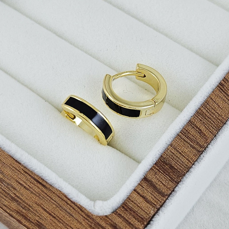 Швензы кольца, бублики, конго 13.5х3.5 мм с черной эмалью, позолота 14К (10241-З) купить с доставкой по России | Интернет-магазин Viva Beads