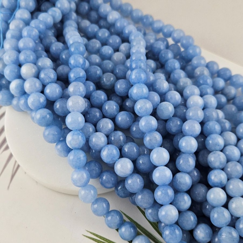 Нить 19 см Кварц тонированный 10-10.3 мм гладкие бусины, голубой  (10026-10) купить в Воронеже | Заказать в интернет-магазине Viva Beads
