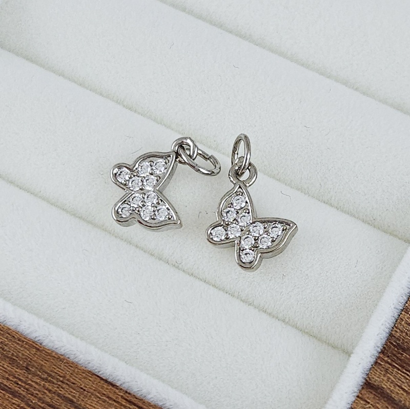 Подвеска Бабочка 12х9.7 мм с фианитами родиевое покрытие (7507-Р) купить с доставкой по России | Интернет-магазин Viva Beads