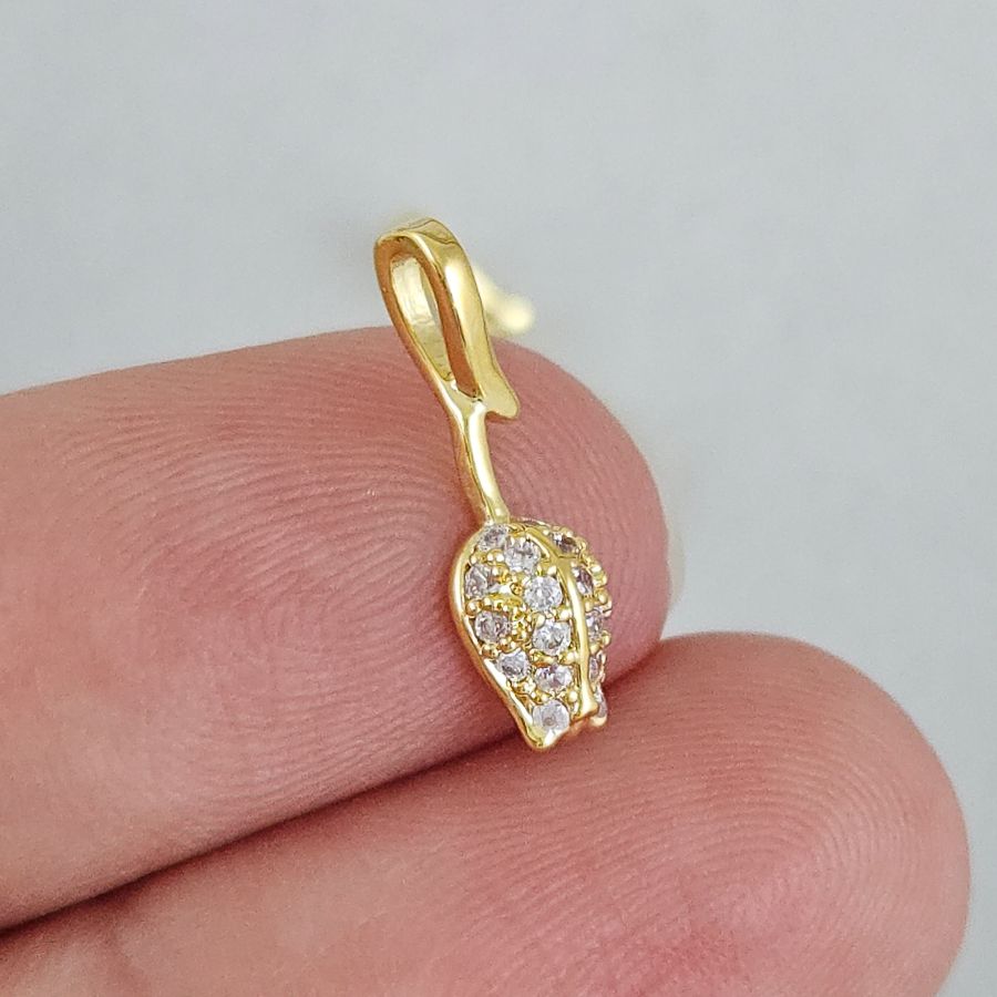 Подвеска Цветок 15.7х4.6 мм с фианитами, позолота 14К (10223-З) купить с доставкой по России | Интернет-магазин Viva Beads