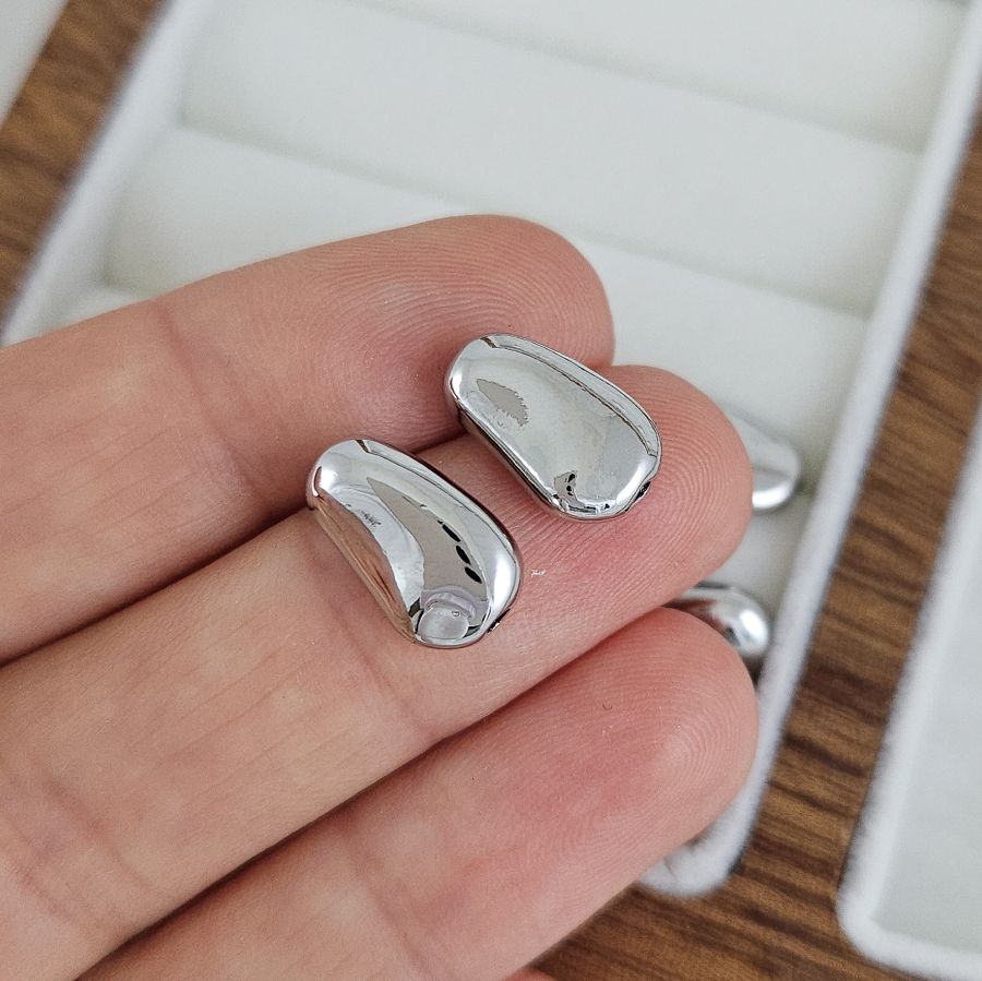 1 шт. Бусина разделитель 12.6х8.1х5.5 мм овальная, родиевое покрытие (10252-Р) купить с доставкой по России | Интернет-магазин Viva Beads