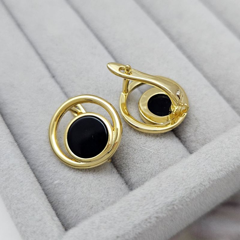 УЦЕНКА Швензы с англ. замком 15 мм с керамикой, позолота 14К (8151-З-УЦ) купить в Воронеже | Заказать в интернет-магазине Viva Beads
