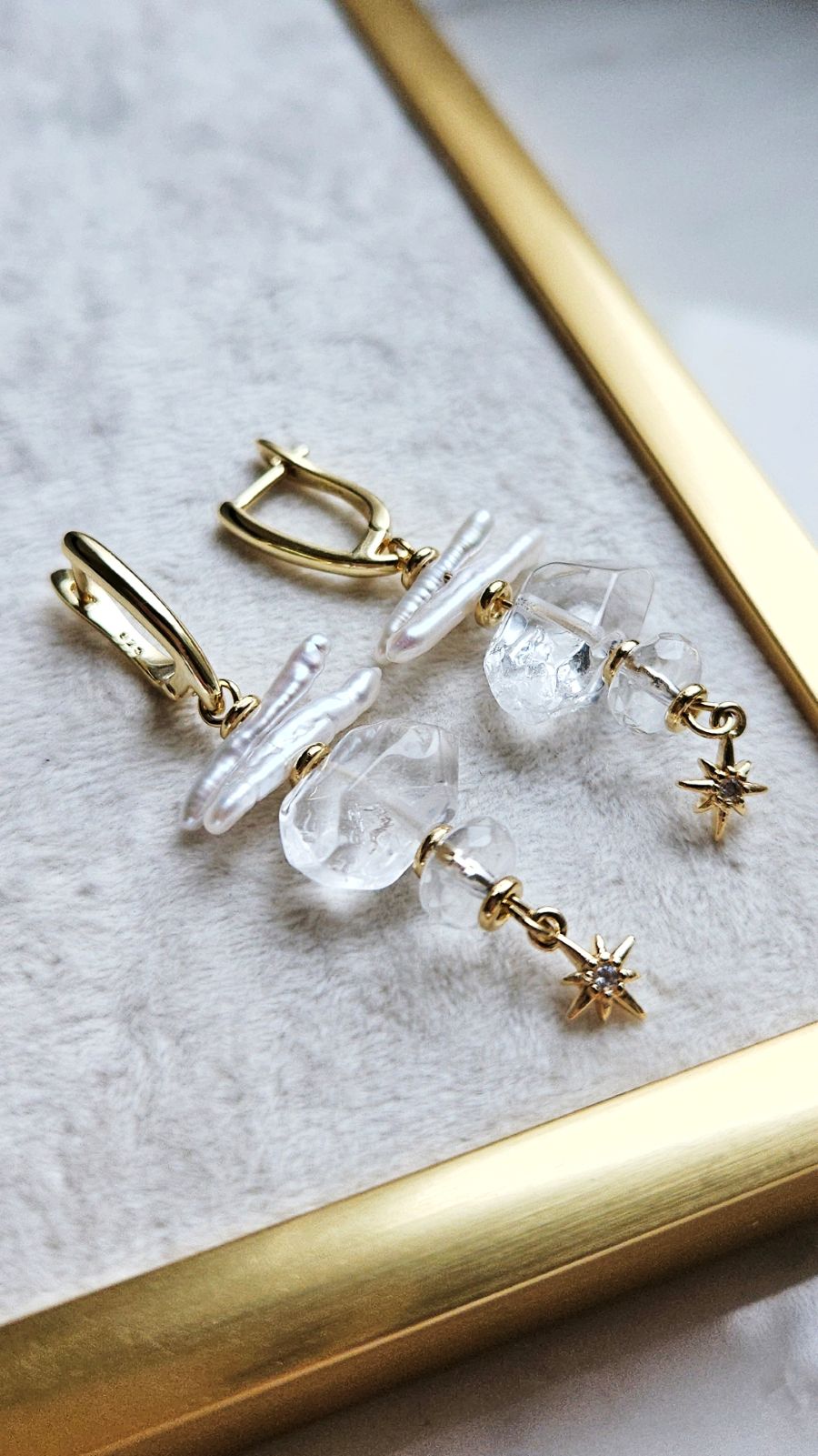 Nova — набор материалов для создания серёжек из хрусталя и жемчуга барокко (НАБОР-65)