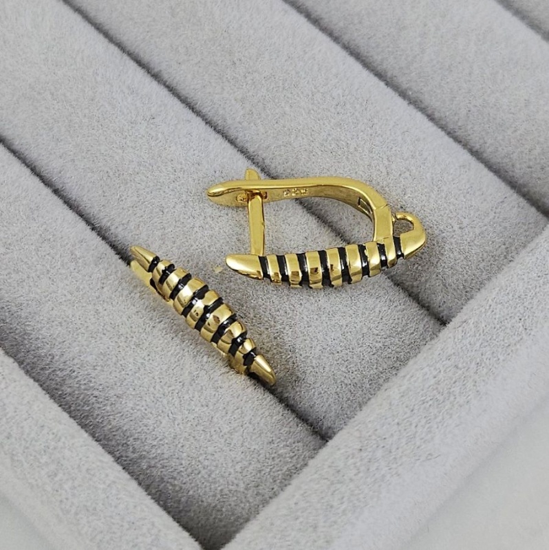 Швензы с английским замком 18х3.7 мм с эмалью, позолота 14К (10203-З) швензы для серег купить с доставкой по России | Интернет-магазин Viva Beads