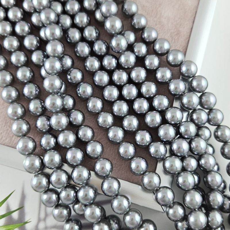 Нить 19 см Жемчуг Майорка 8 мм круглые бусины, серый (6330-8) купить с доставкой по России | Интернет-магазин Viva Beads